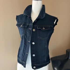 Wallflower Dark Denim Sleeveless Jean Jacket